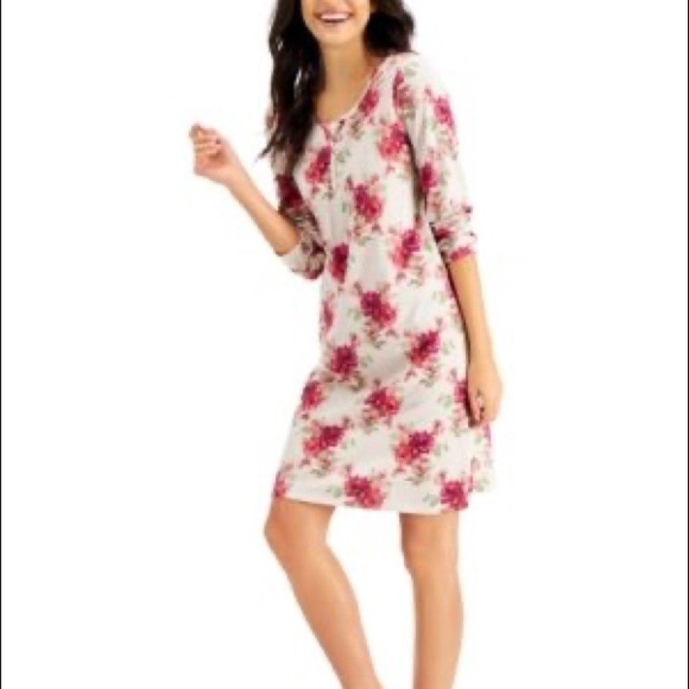 Charter Club Intimate Floral Long Sleeve Nightgown